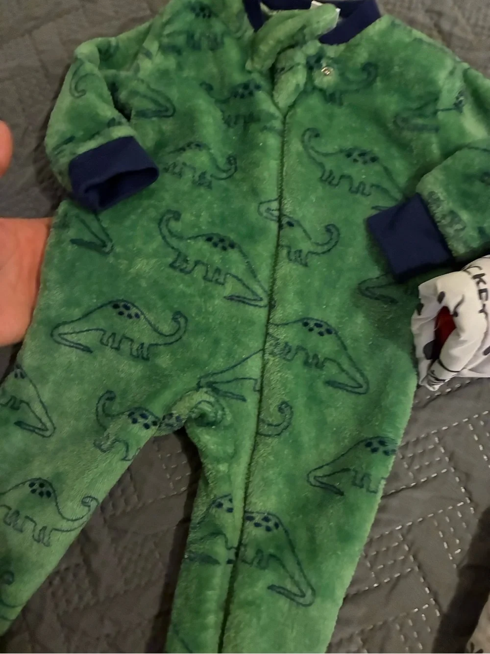Disney White Mickey Print One-Piece Footed Snowsuit with Red Lining 0-3 months